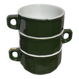 3 dark green bistro tea cups from Caen