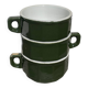 3 dark green bistro tea cups from Caen