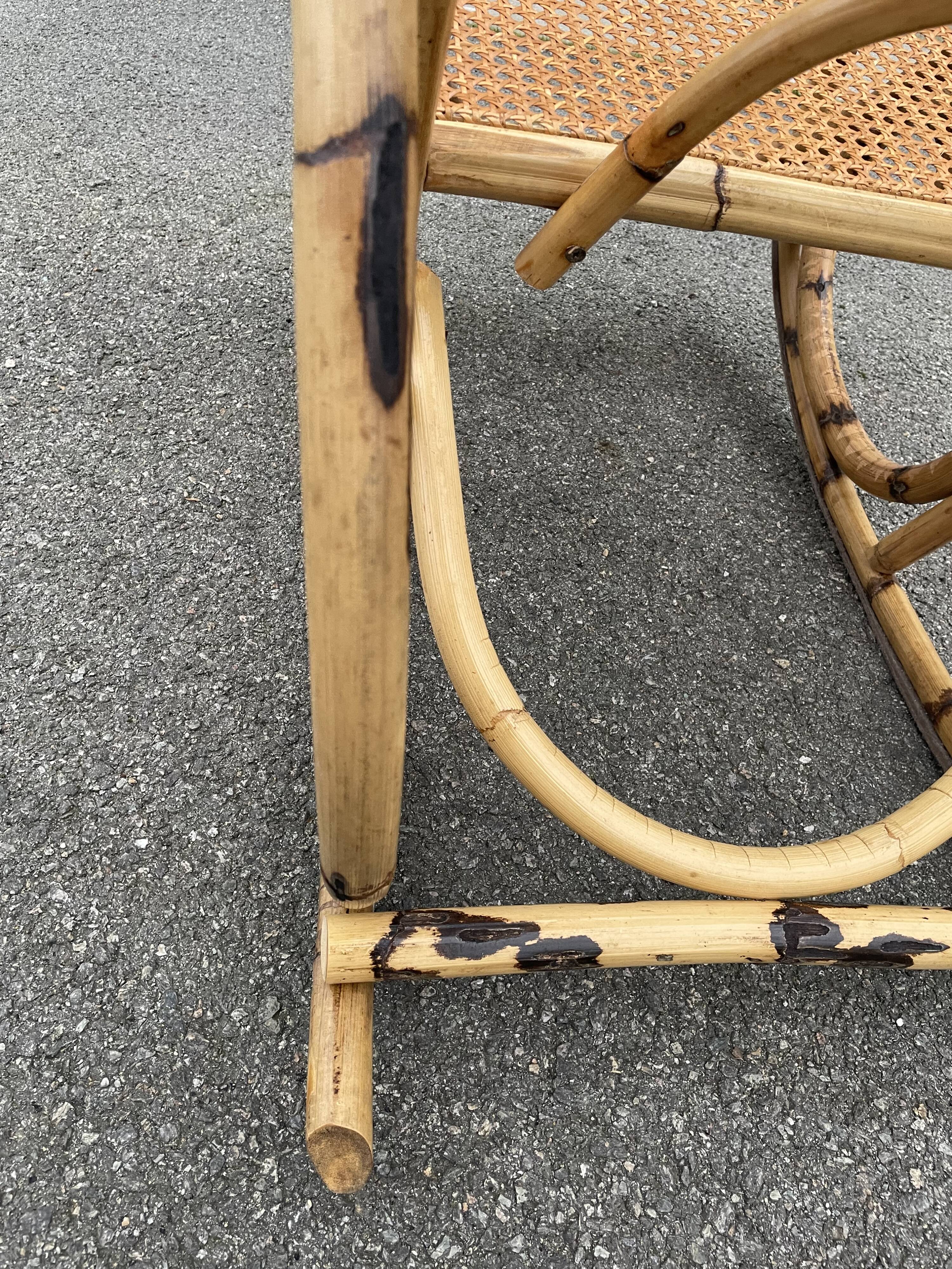 Rattan and cane rocking chair