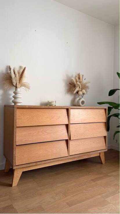 Grande Commode Double Vintage / Style Scandinave (6 tiroirs)