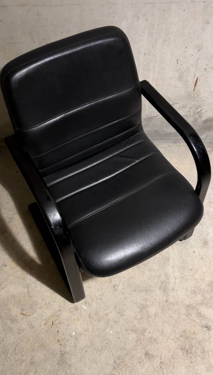 Vintage black leather armchair