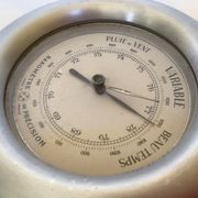 Old aluminum wood barometer made in France