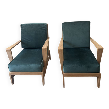 Paire de Fauteuils en chêne 60s