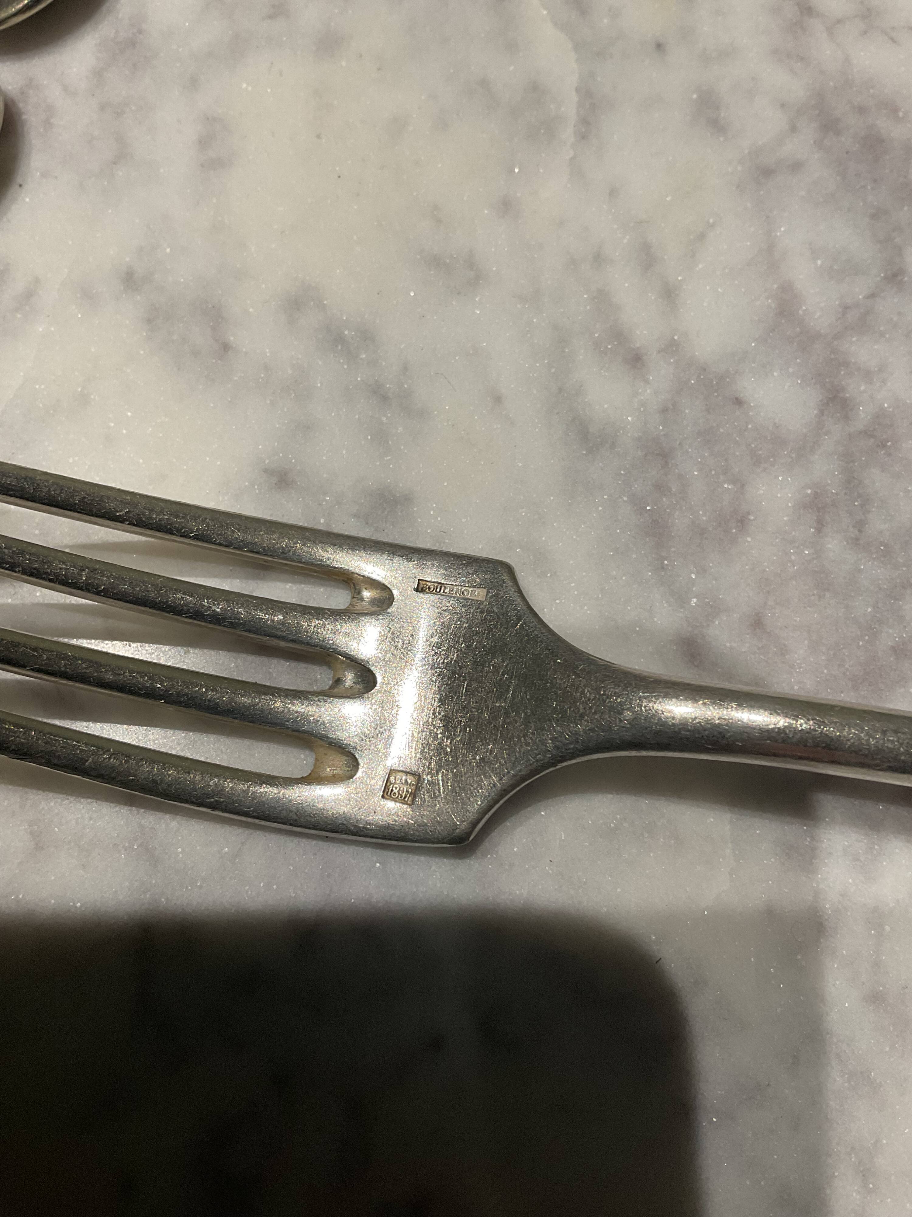 Set of 6 forks and 6 spoons. silver-plated metal. boulenger