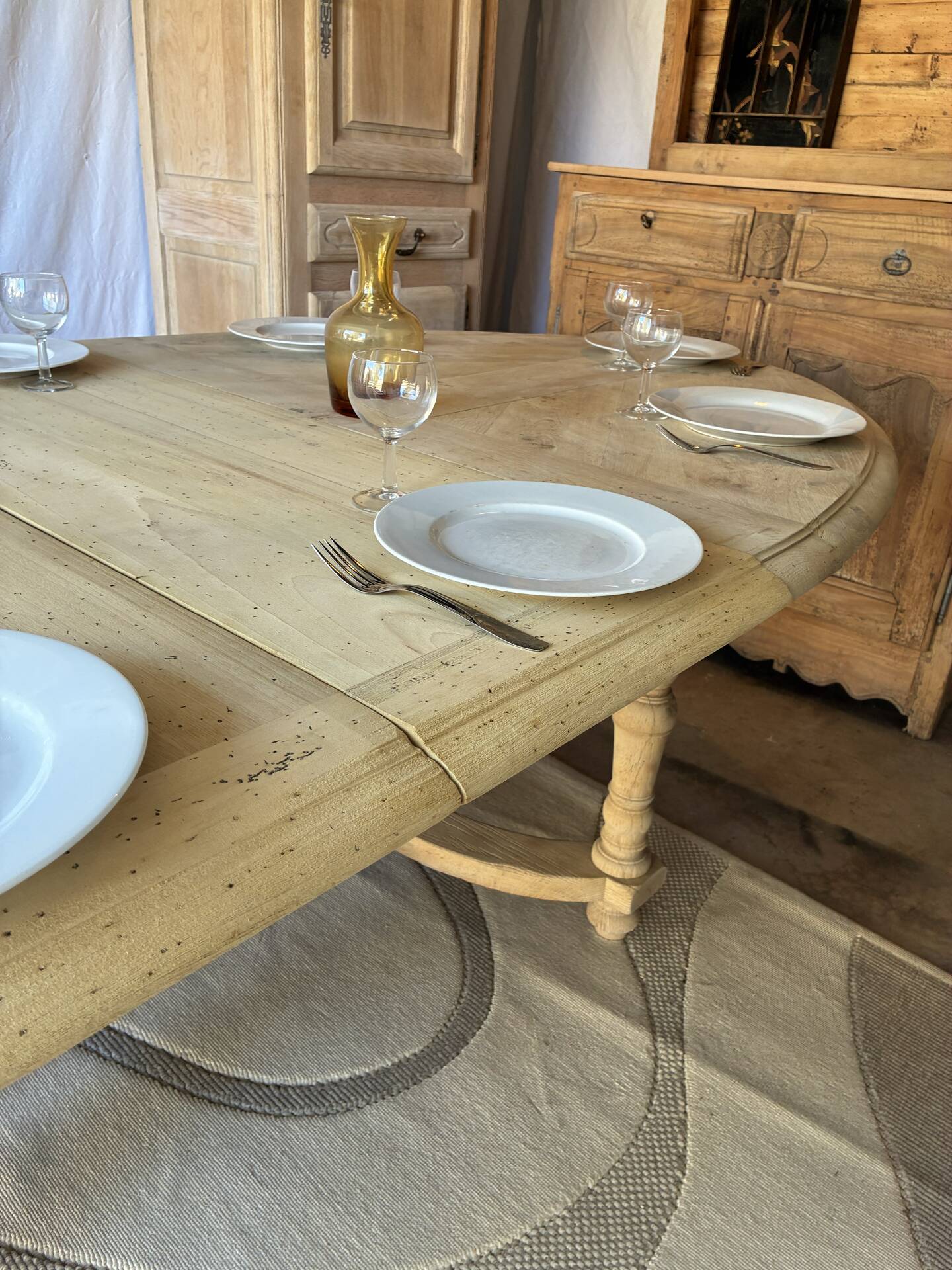 Table de ferme en chêne massif avec rallonges 