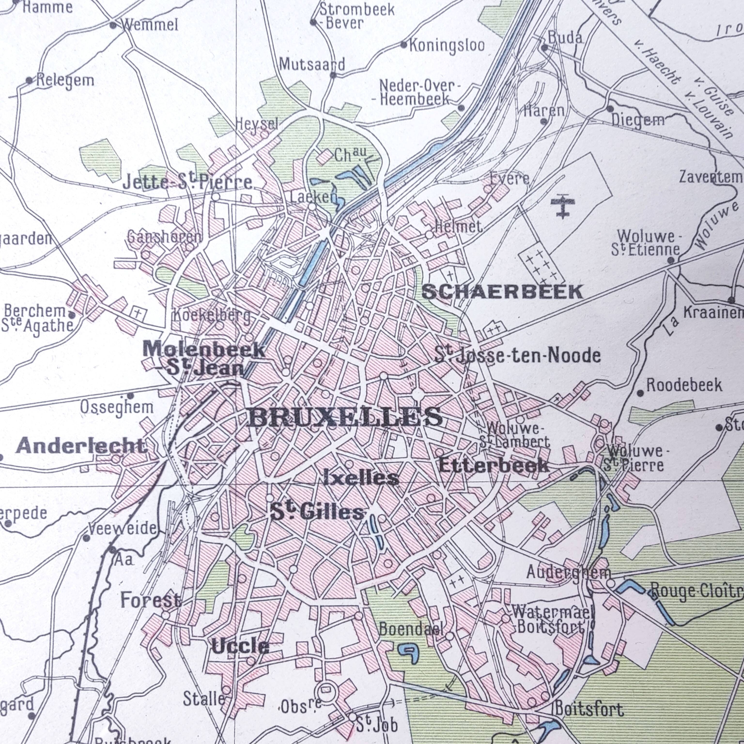 Carte vintage de la Belgique et Luxembourg 43x43cm de 1950