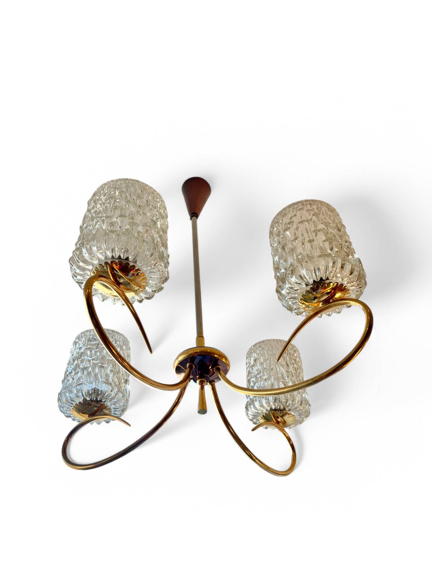 Vintage 4-light chandelier in chiseled glass