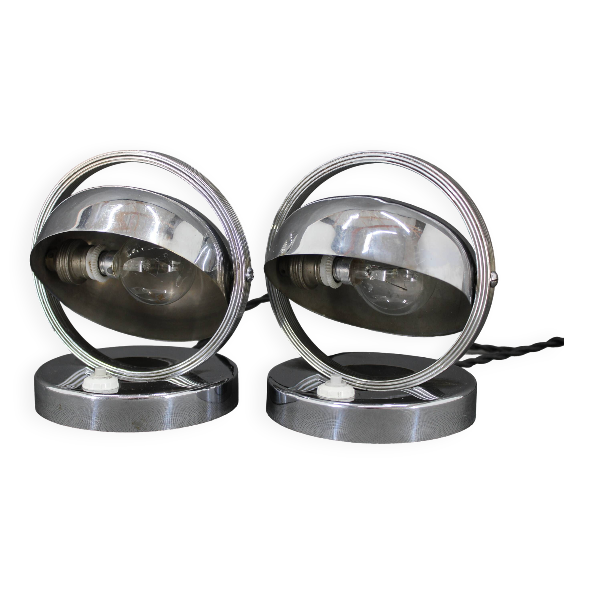 Pair of Bauhaus bedside lamps from the 1930s, Czechoslovakia