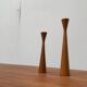 Vintage Danish teak candle holders, set of 2.
