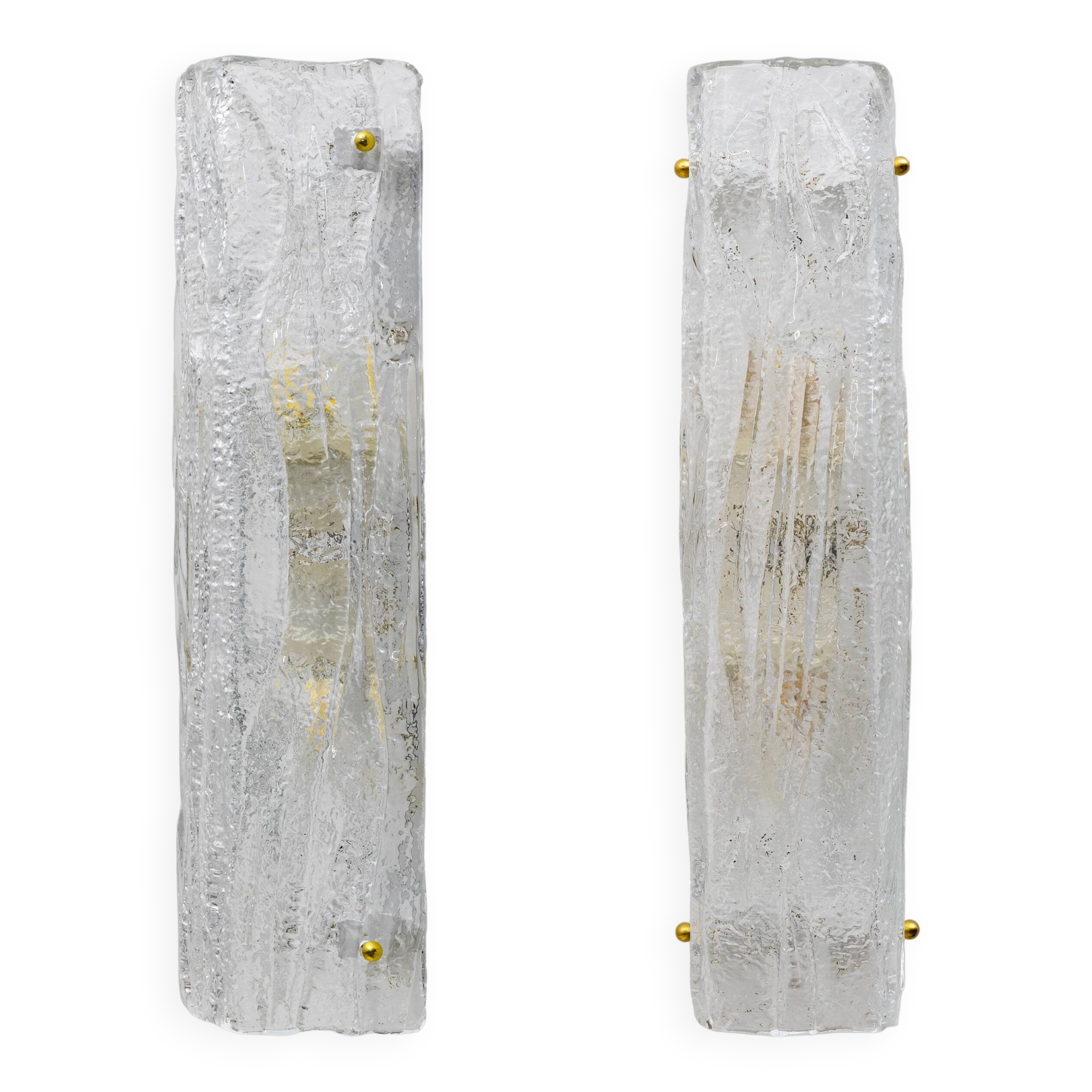 Pair of Mazzega-Style Crystal Natural Murano Glass Sconces