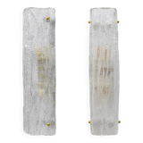Pair of Mazzega-Style Crystal Natural Murano Glass Sconces