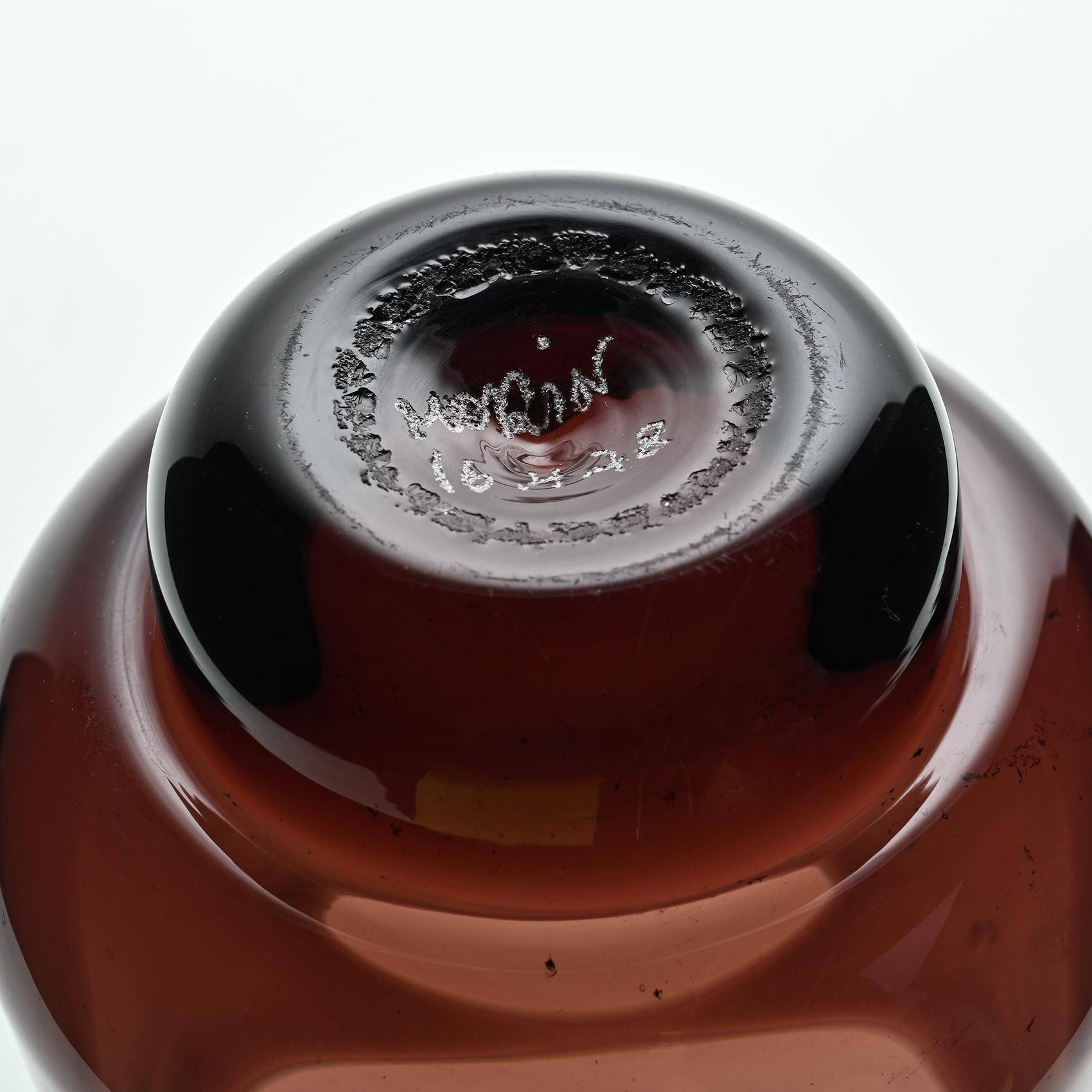 Set of five purple vases by Claude Morin, circa 1980