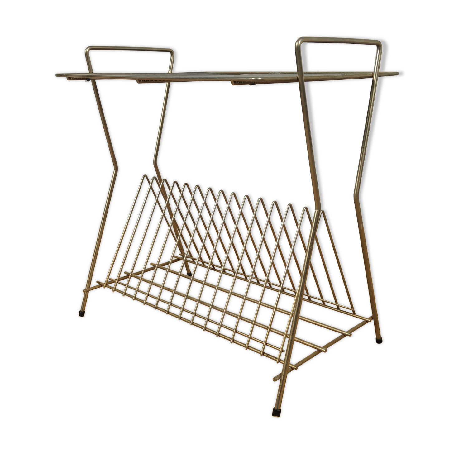 table door Brass vinyl and perforated sheet metal , 60s