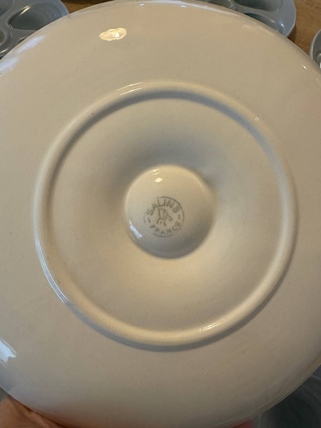 9 vintage oyster plates Salins France in ceramic