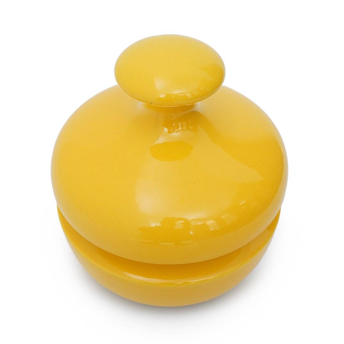 Yellow ceramic vase with lid by Enzo Bioli for Il Picchio, 1970s.
