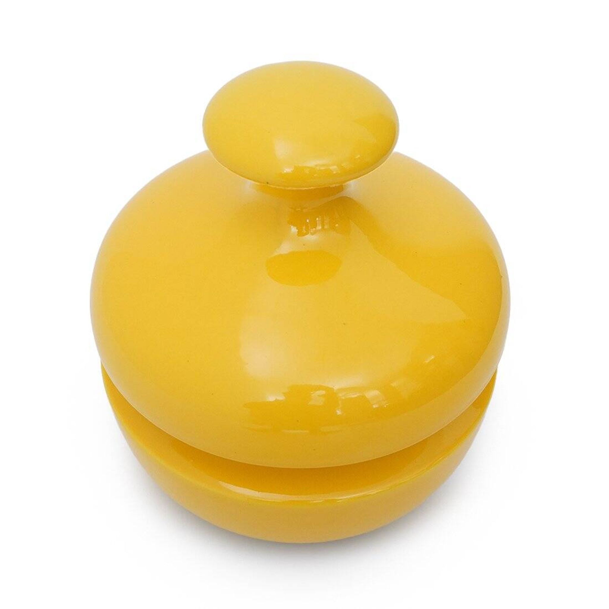 Yellow ceramic vase with lid by Enzo Bioli for Il Picchio, 1970s.