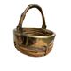 Rattan & Brass Handled Basket | Round Handle Basket | Italy 1970s