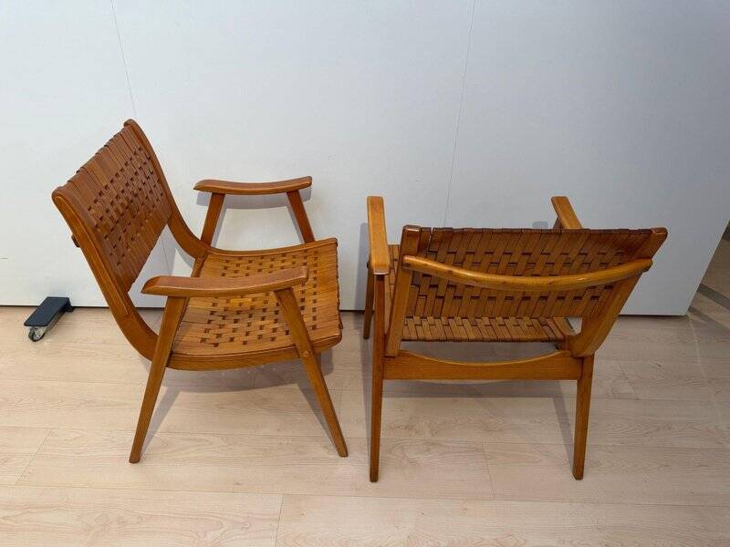 Fauteuils Gelenka en bois de hêtre massif, Allemagne, 1950, ensemble de 2