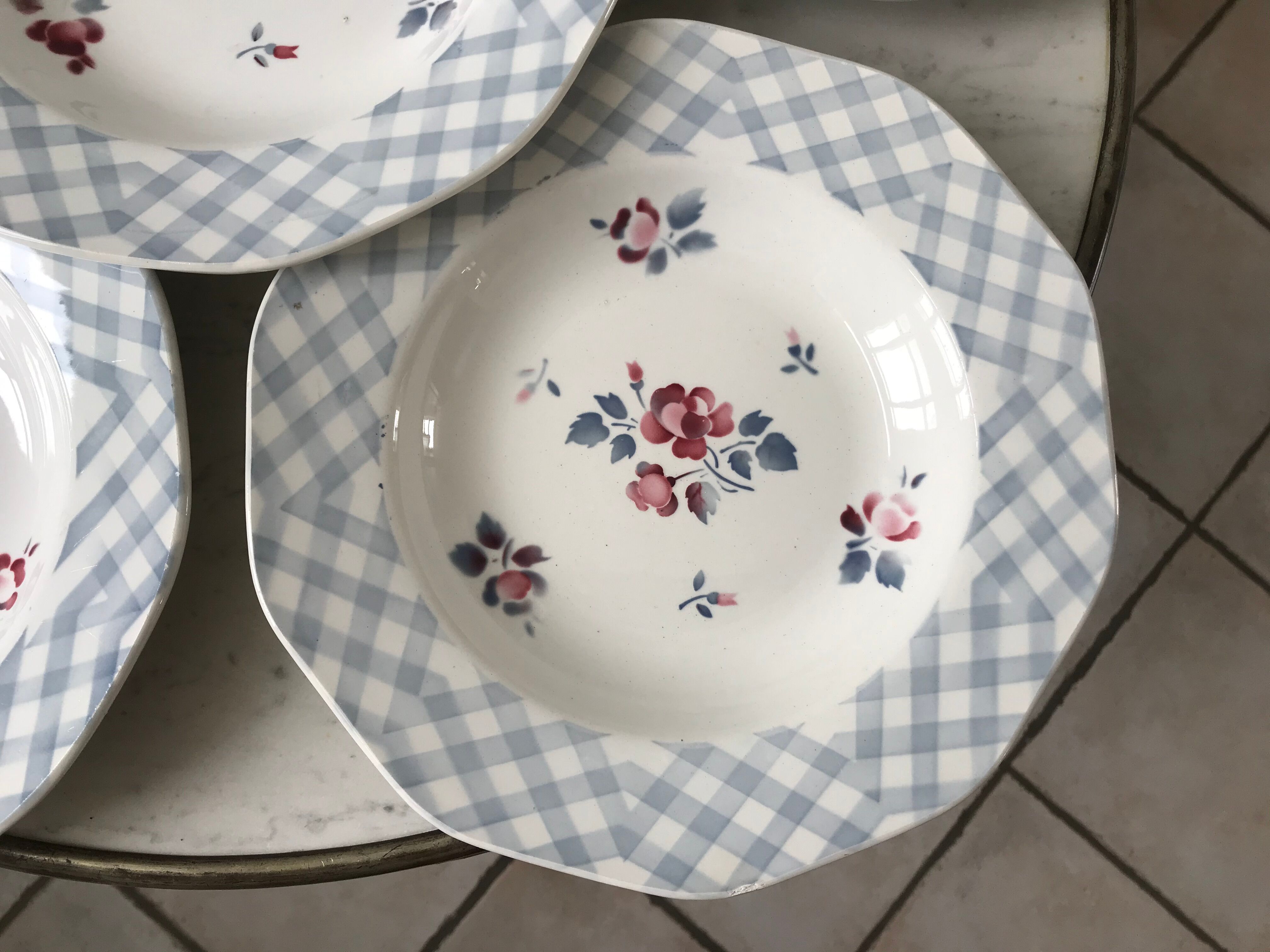 set of 6 hollow plates Digoin Sarreguemines model "Bastia" years 30-40
