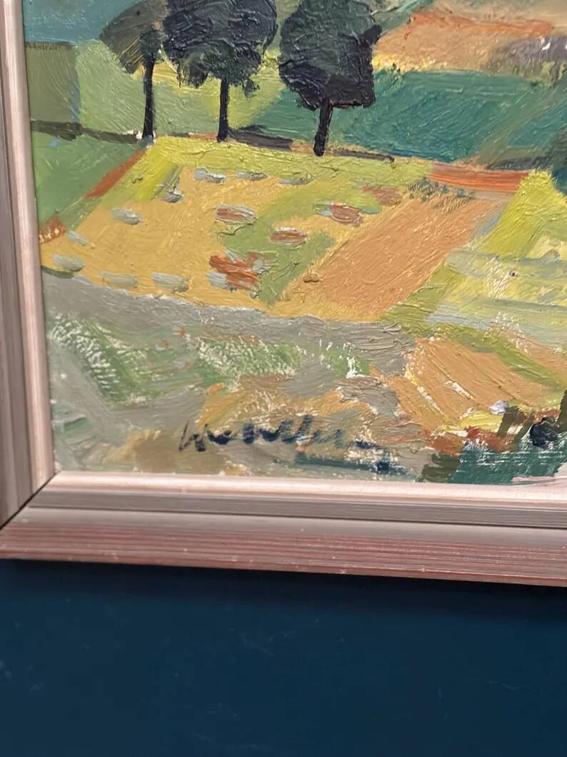 Swedish Oil on Panel “Landscape” by Tage Gavik, Signed, Vintage & Framed