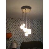 Suspension waterfall 6 balls in opaline - vintage 60s