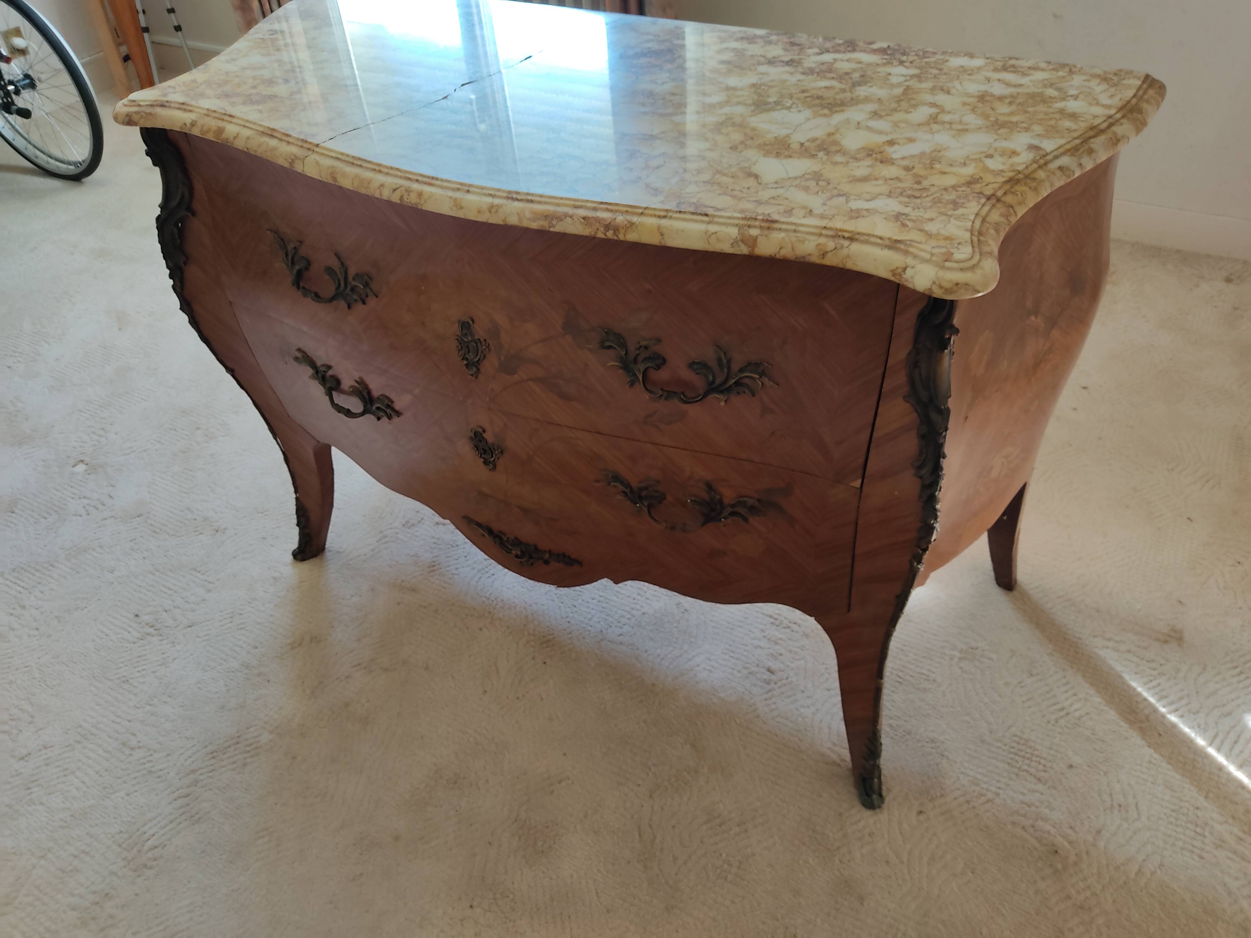 Commode and bedside table in Louis XV style.