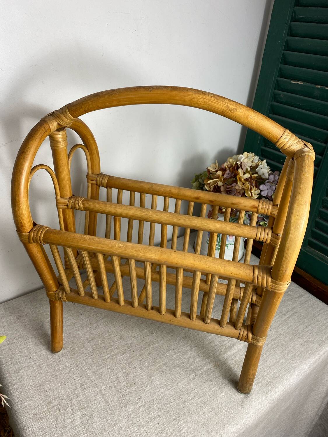 Rattan magazine rack