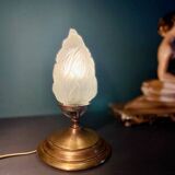 Lampe flamme Art Déco verre dépoli 1920-1930