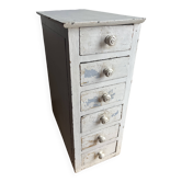 Storage locker with patinated wooden drawers / watchmaker's furniture
