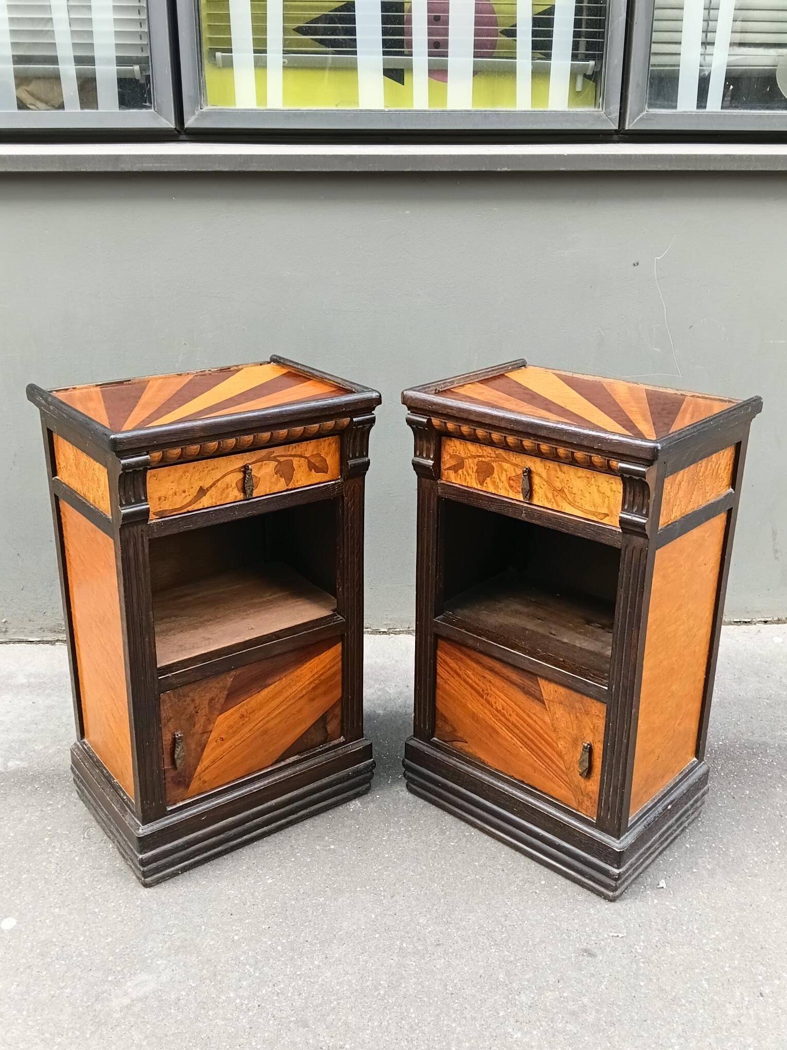 Pair of Art Deco bedside tables from the 1920s.