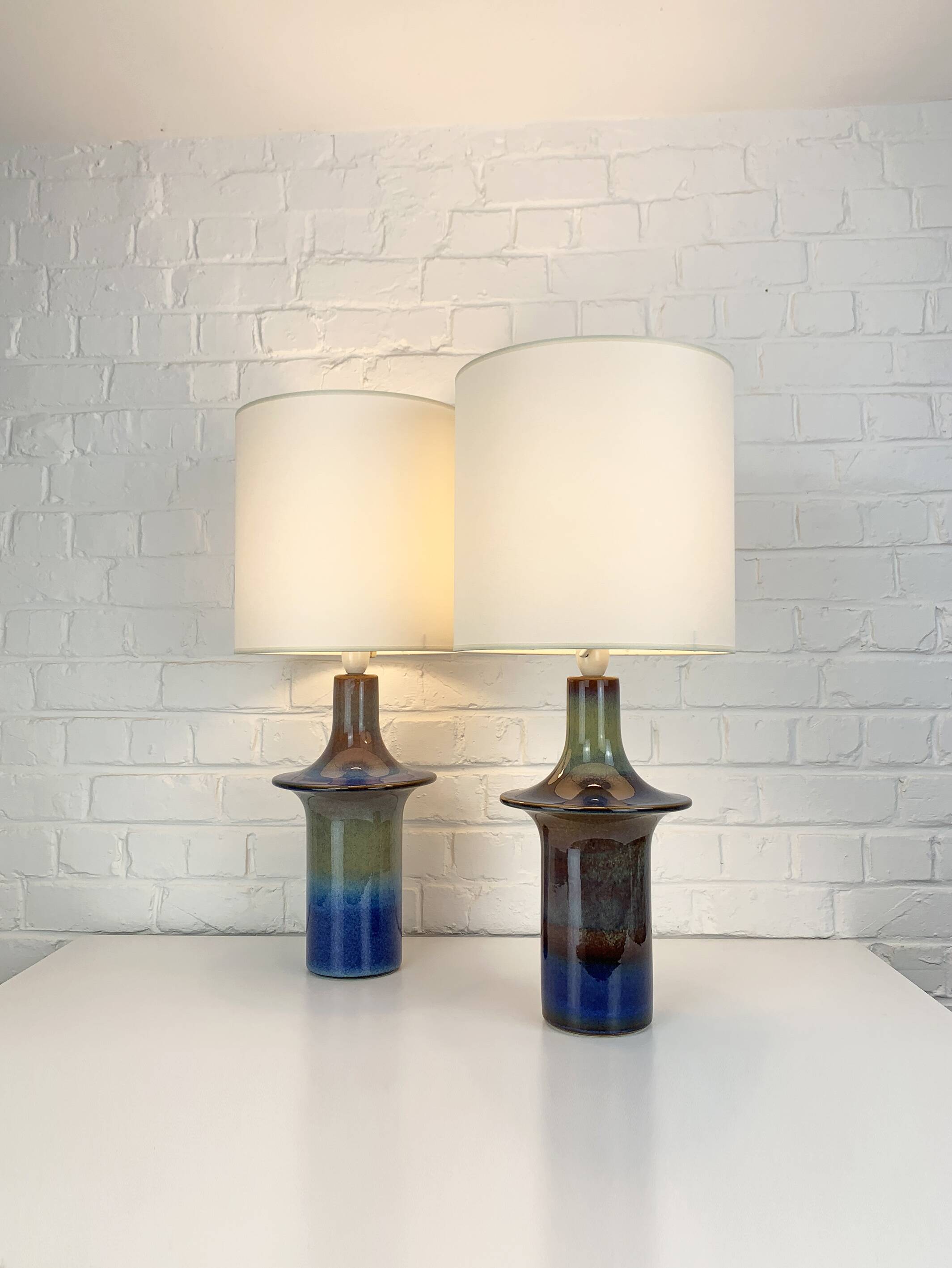 Paire de Lampes à poser en céramique Einar Johansen, Soholm, Danemark, 1960, Space Age