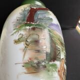 Pair of large hand-decorated opaline vases with marks on the heel – Napoleon III