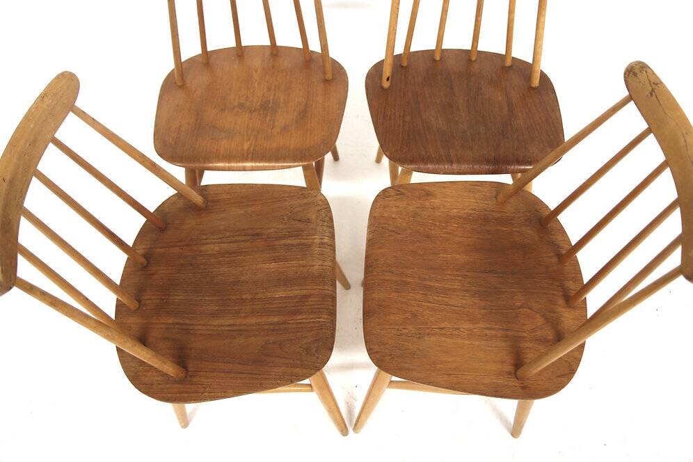 Set of 4 teak "Fanett" chairs by Ilmari Tapiovaara, Sweden, 1960