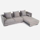 Canapé d’angle malmo argent velour, design scandinave