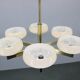 Art Deco brass chandelier with opaline glass, Czechoslovakia, 1930s