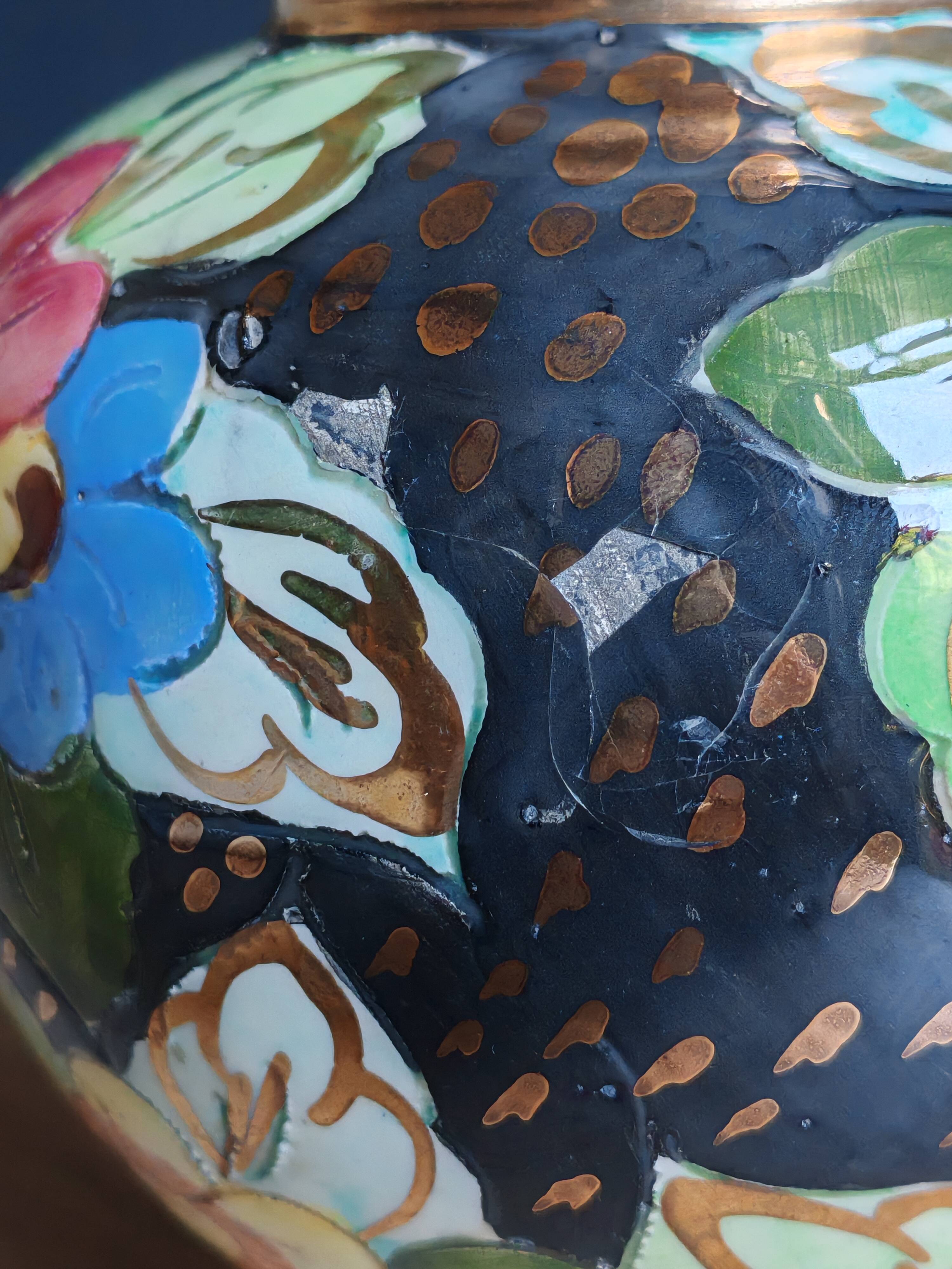 Vintage Ceramic Vase Arte Veneziana, Hand-Painted Flower Decor