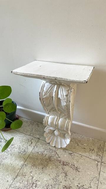 White Patinated Wall Console Shelf