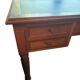 Antique flat desk in oak and black leather, Louis-Philippe style.