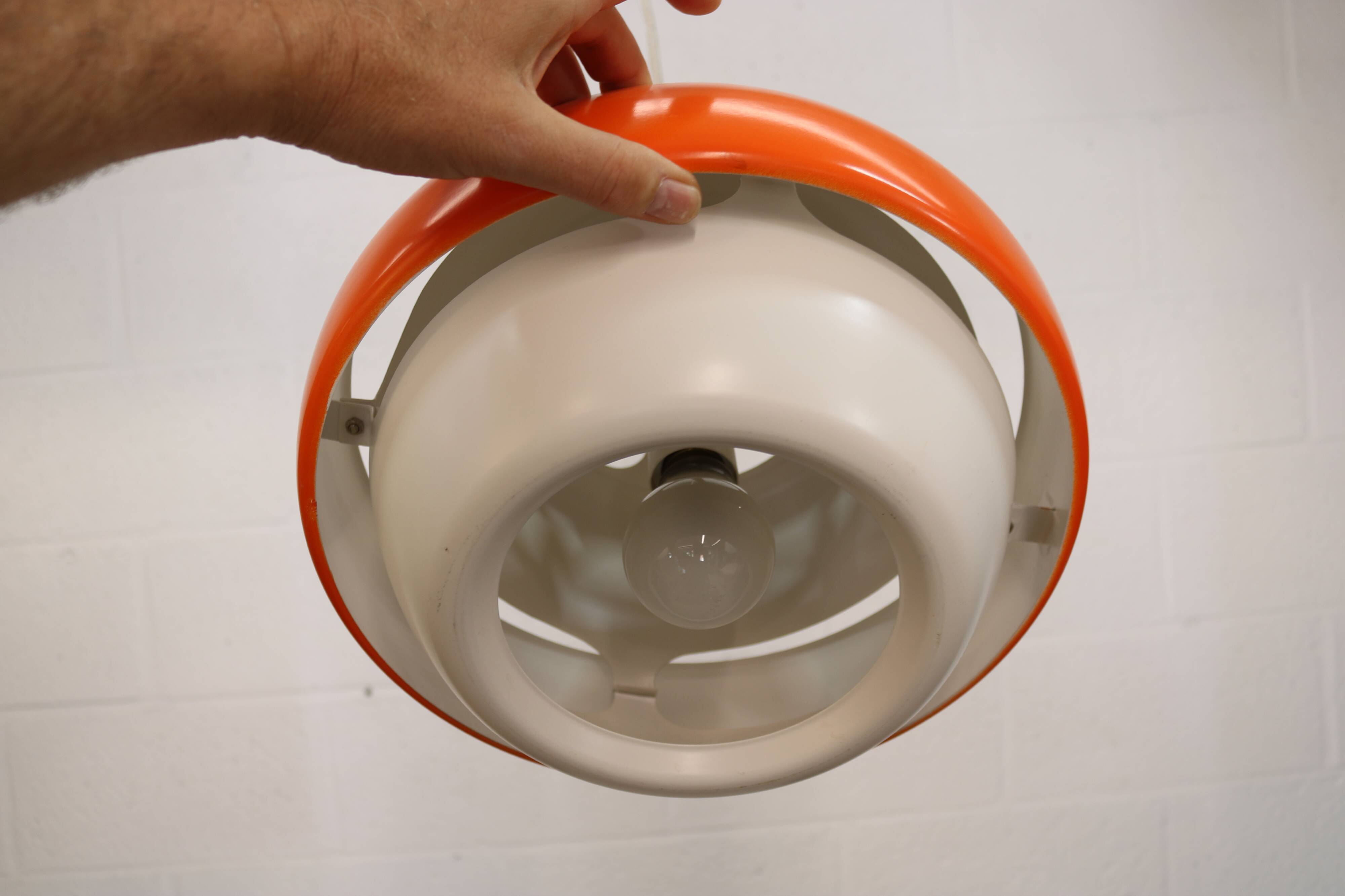 orange and white vintage lamp with chrome accent
