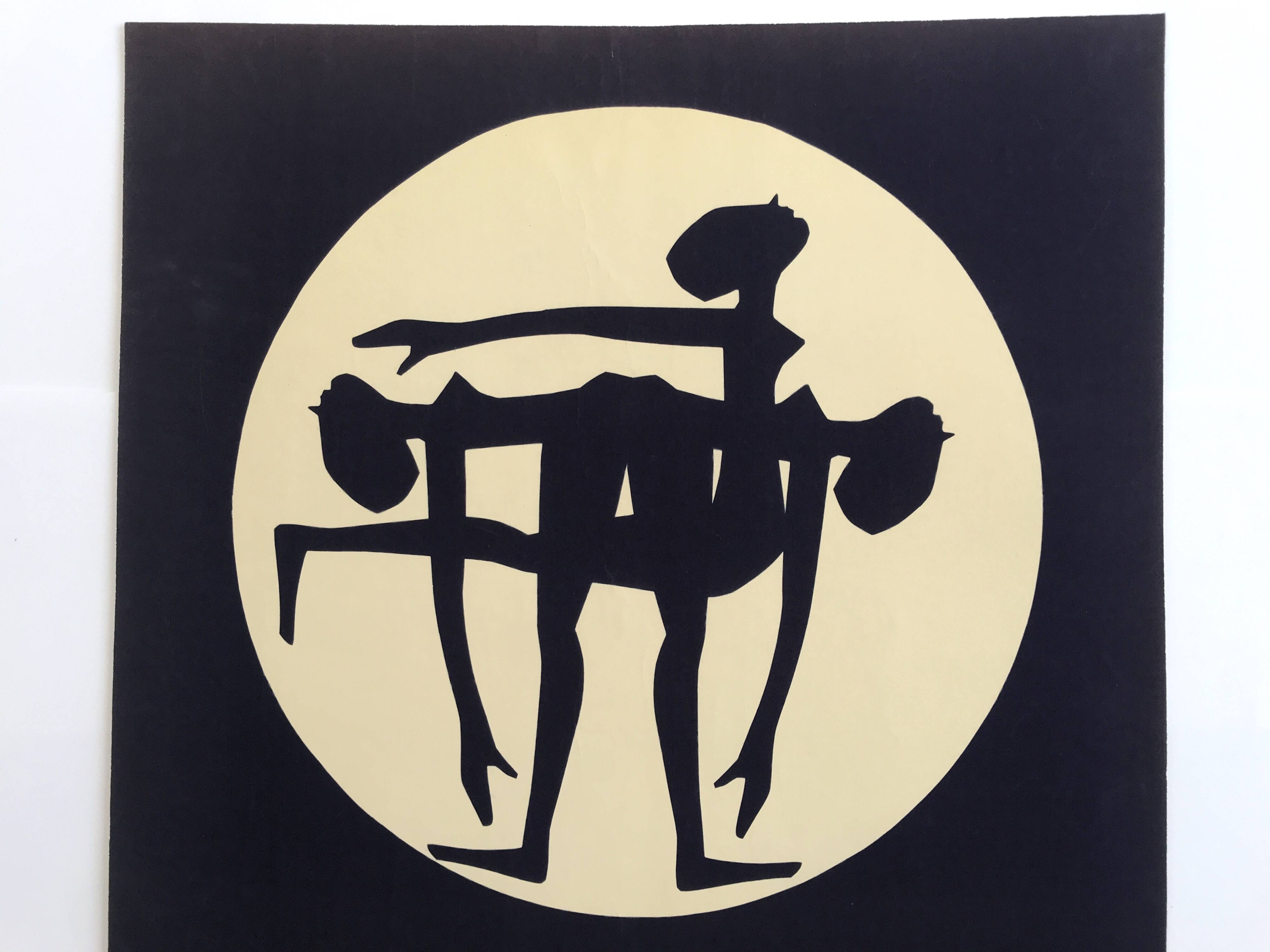 Original poster Dance lessons by D. Daverio, 1970s. Canvased.