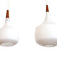 Set of two Holmegaard opaline glass pendant lamps