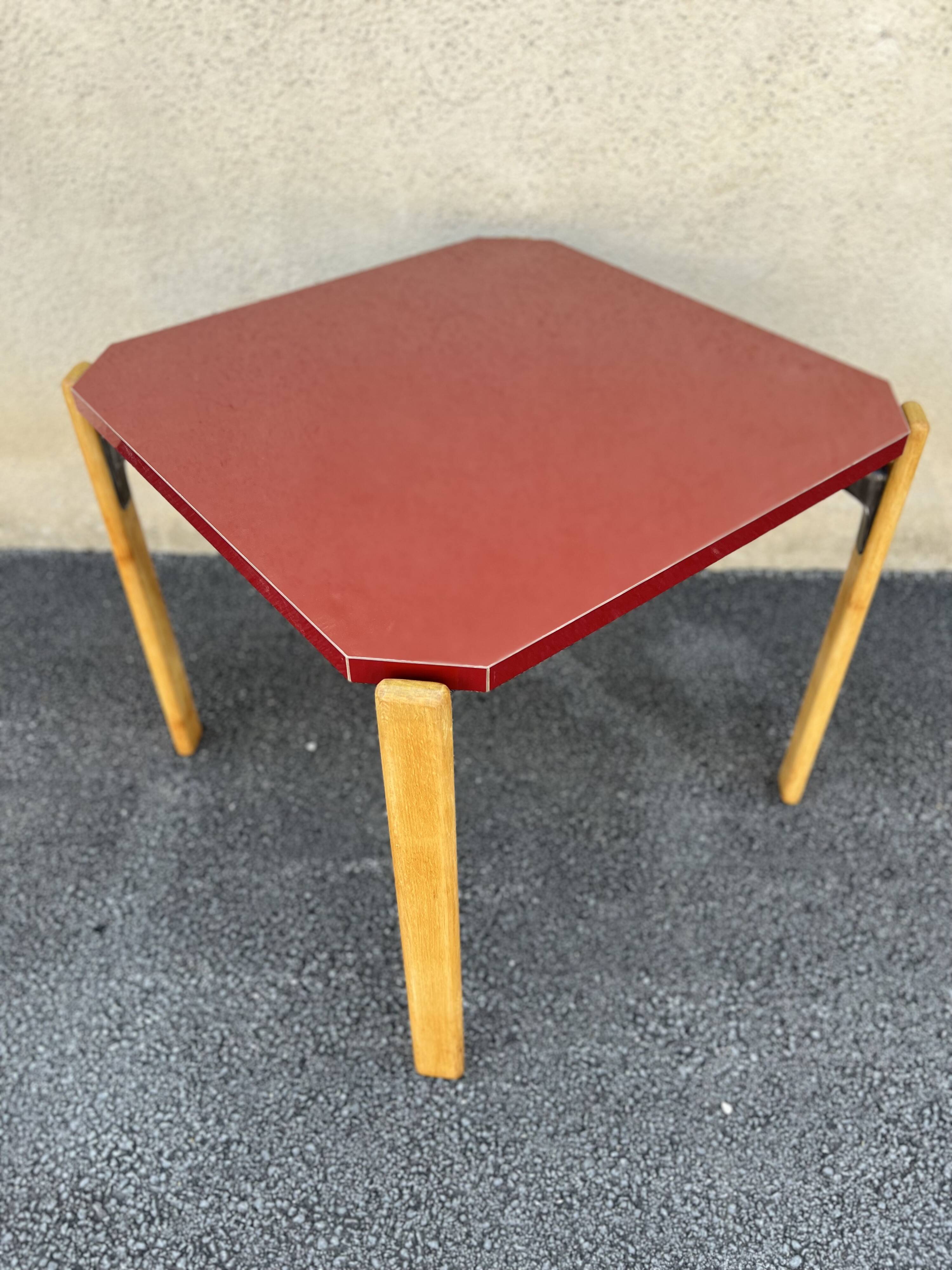 Bruno Rey table in red formica for Dietiker, 1970s