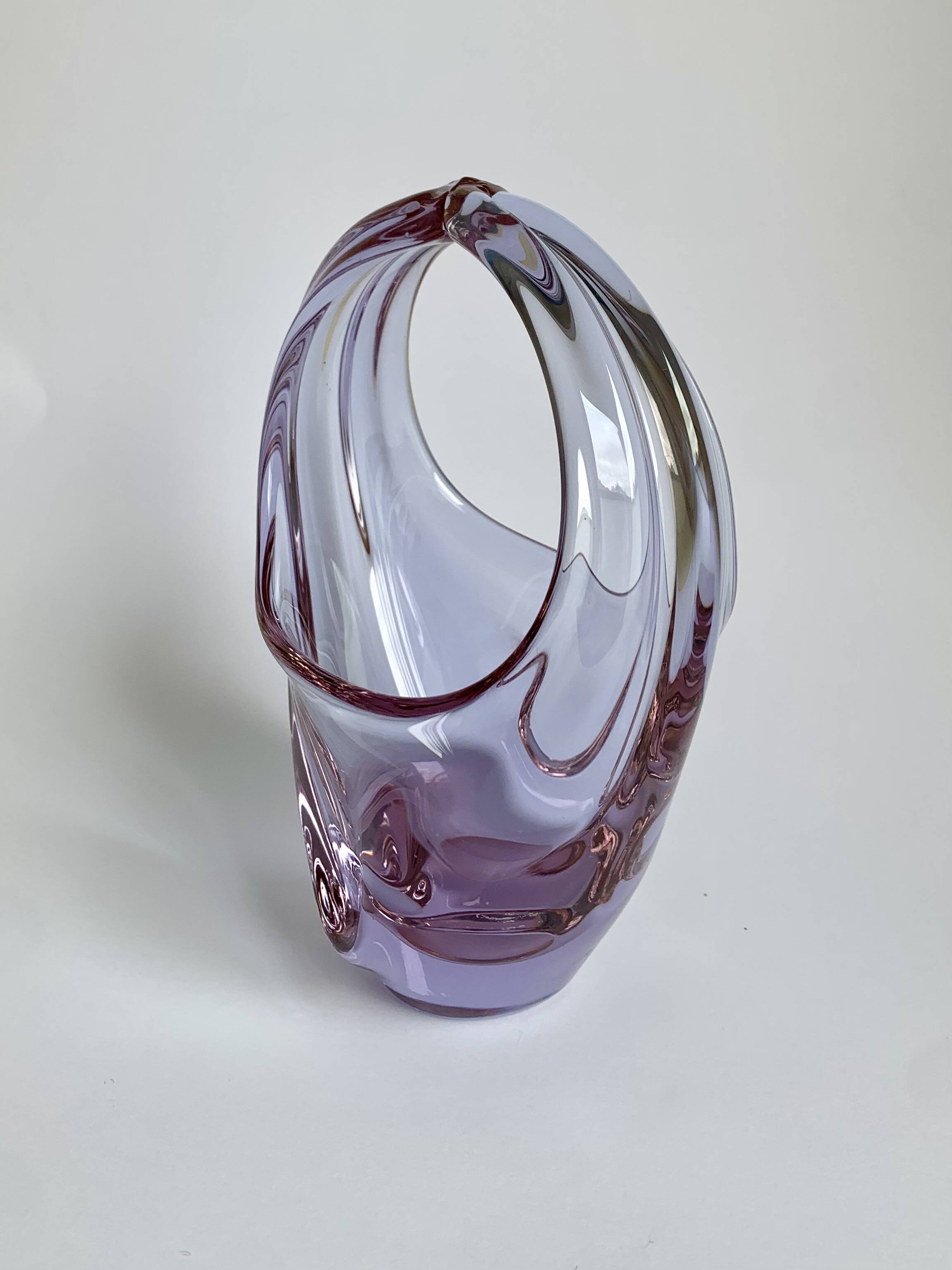 Vintage Art Glass Basket by Miroslav Klinger, 1960s
