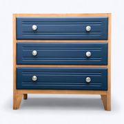 Art Deco chest of drawers in raw wood and blue, 1940