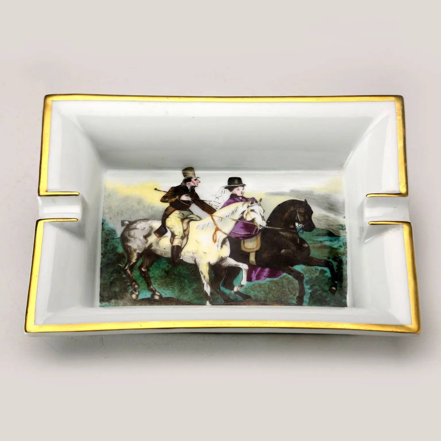 Vintage Hermès Paris ashtray in porcelain, France, 1980s.