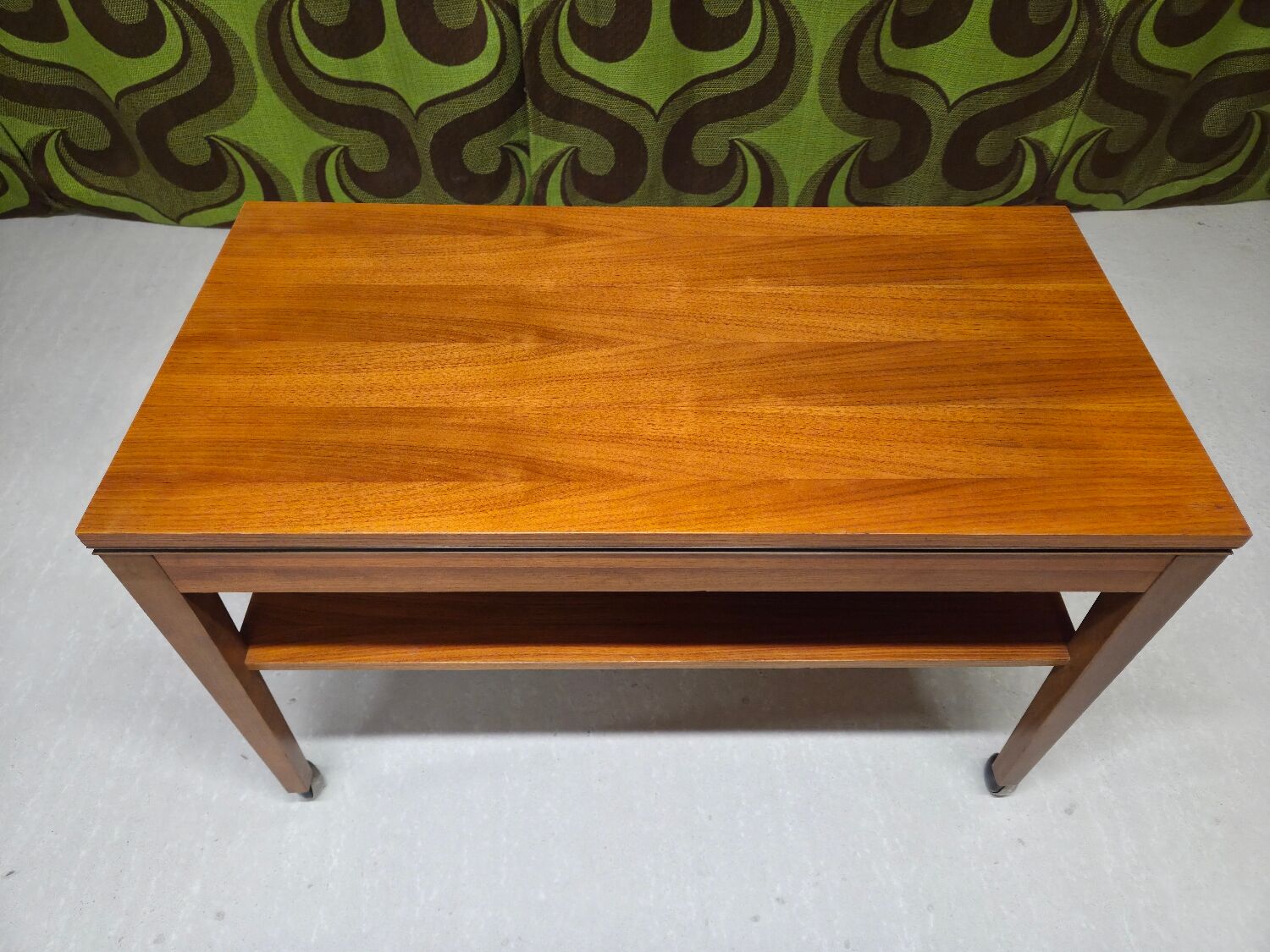 Teak serving table with casters, 1970s
