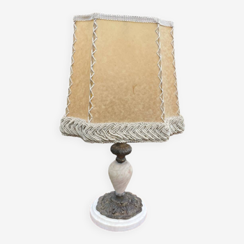 Lampe marbre et régul abat jour vintage .