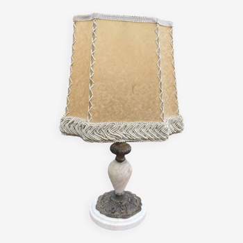 Marble lamp and vintage lampshade.