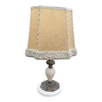 Marble lamp and vintage lampshade.