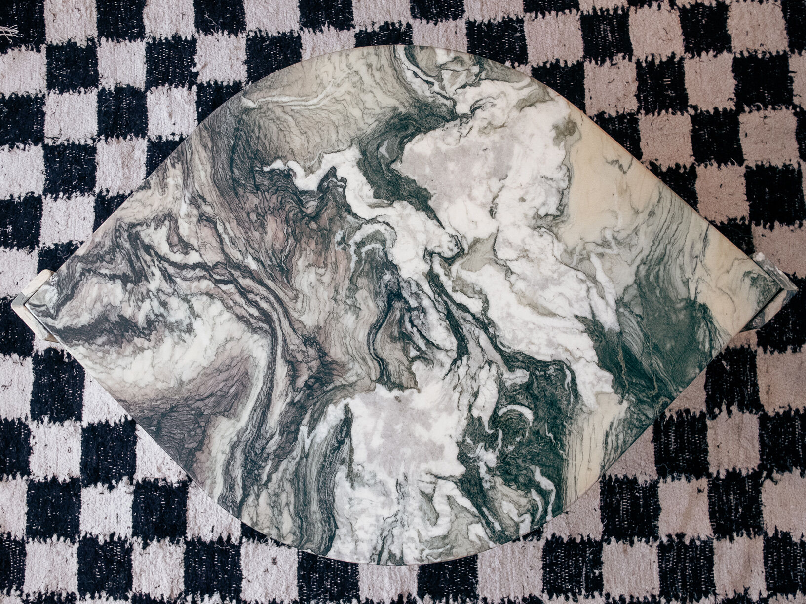 Marble table drop shape Roche Bobois vintage